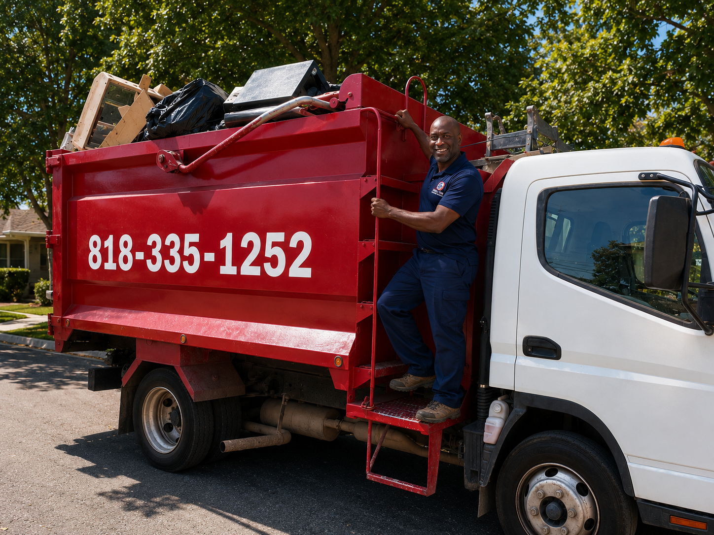 Small Time Hauling owner standing next to the red dump truck ready for the next job
